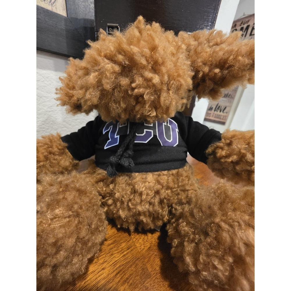 TCU Horned Frogs  Mascot Factory Flopsy Dark Brown Dog Teddy Bear Plush With Tag